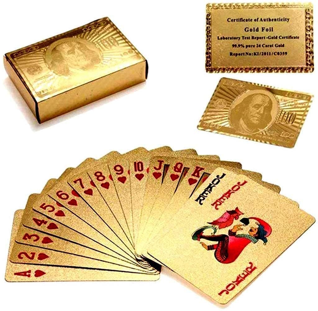 INDIA TOY Gold Deck of Waterproof Cards, Flexible PVC Plastic Playing Cards Premium Poker Cards Waterproof Playing Cards Washable Flexible Use for Party Game