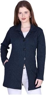Women Woolen Round Neck Long Cardigan Sweater for Winter Wear with Side Pocket