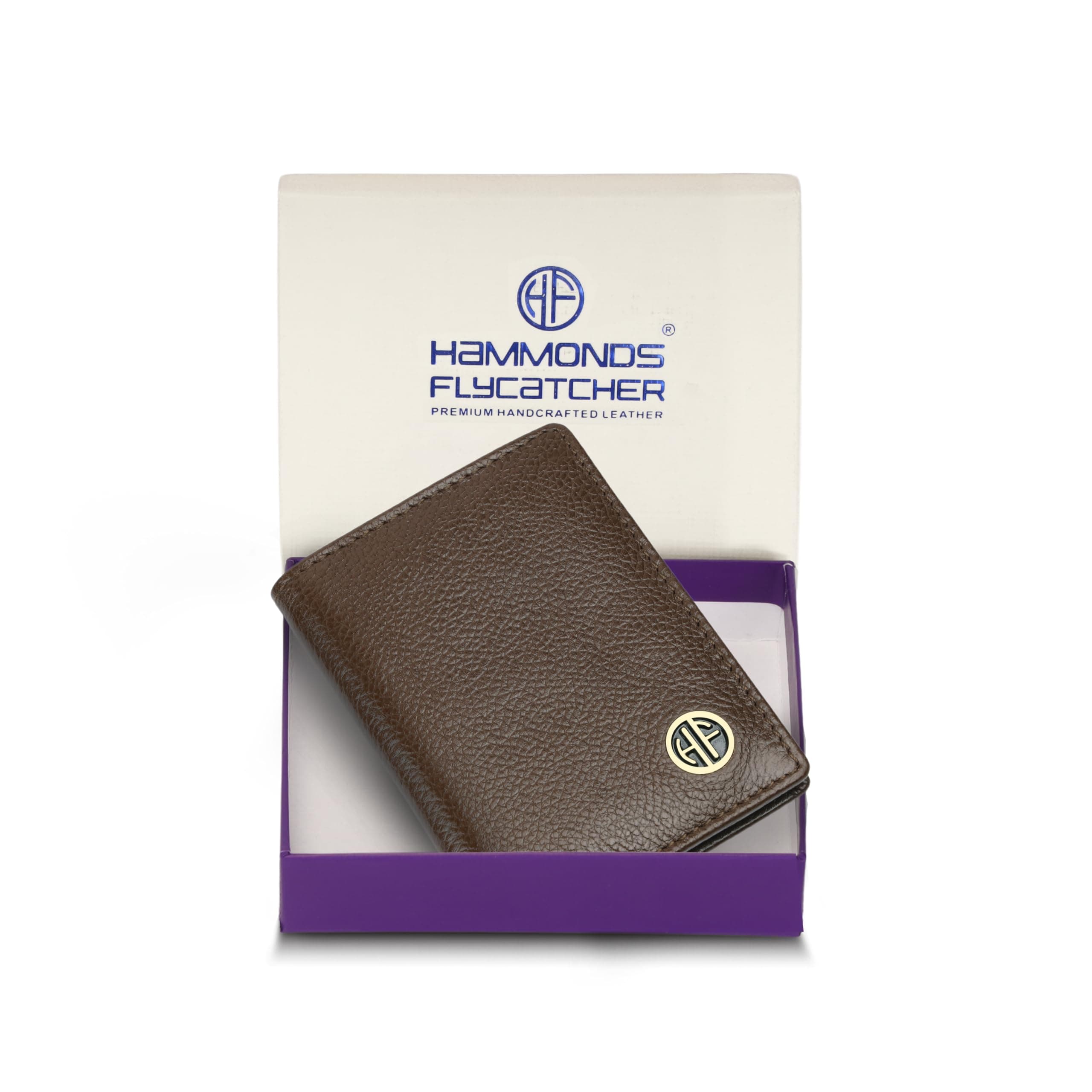 HAMMONDS FLYCATCHER Genuine Leather Card Holder Wallet for Man & Women, RFID Protected ATM/Credit Card Holder Wallet for Men with 6 Slots and 1 Currency Slot, Gift for Men - Brushwood