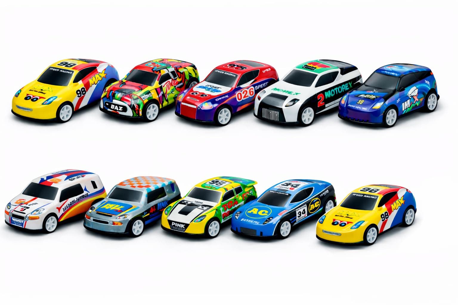 TEC TAVAKKAL Die-Cast Metal Pullback Toy Cars, Mini Sports Car & Police Cars | Durable Metal Body Cars with Pull Back Mechanism | Kids Toy Cars Gift Set | Size 2.5 * 3 * 6.5 cm (Set of 10)