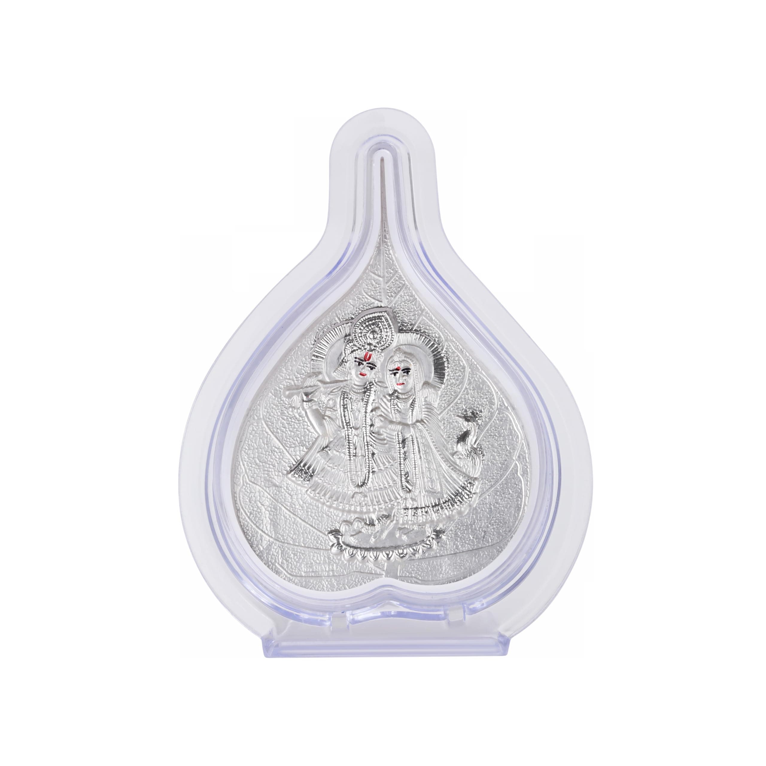 BHAGWATIJEWELS 999 Pure Silver Radhakrishna Paan Stand | Pooja Pan for Home Temple, Office & Hall Decor | Luxury Spiritual & Corporate Gift | Tabletop 4.25" x 3" inch