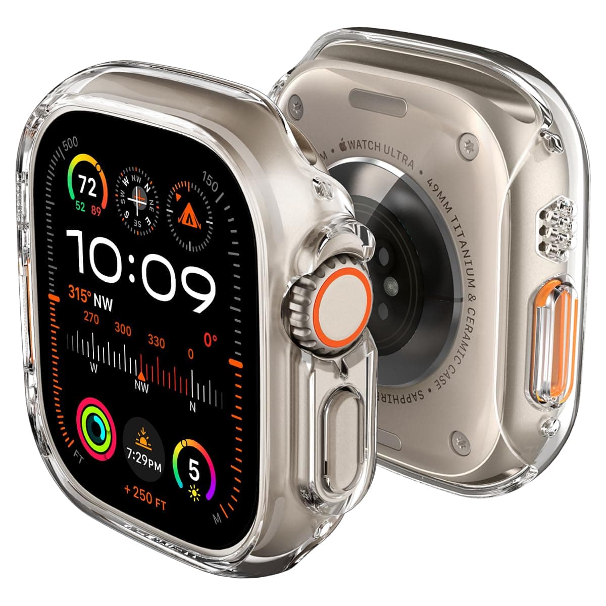 Spigen Protective Case for Apple Watch Ultra 3/2/1 49mm, Ultra Slim, Lightweight(Thin Fit) - Crystal Clear