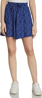 Amazon Brand - Symbol Women Rayon Flared Shorts (with Self Fabric Belt) (Available in Plus Sizes)