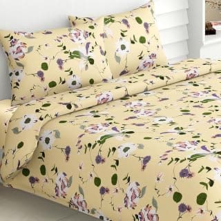 haus & kinder 144 TC Pure Cotton Bedsheets King Size Bed Sheet for Double Bed with 2 Pillow Cover | Bold Floral Bedsheet Multicolor