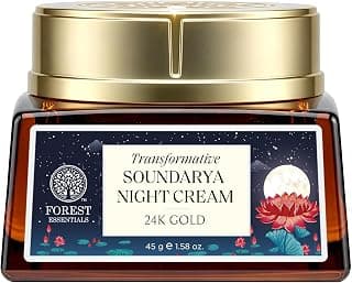 Forest Essentials Transformative Soundarya Anti Ageing Night Cream with 24K Gold | For Dry & Dehydrated Skin | With Bakuchiol & Hyaluronic Acid | Moisturising and Hydrating