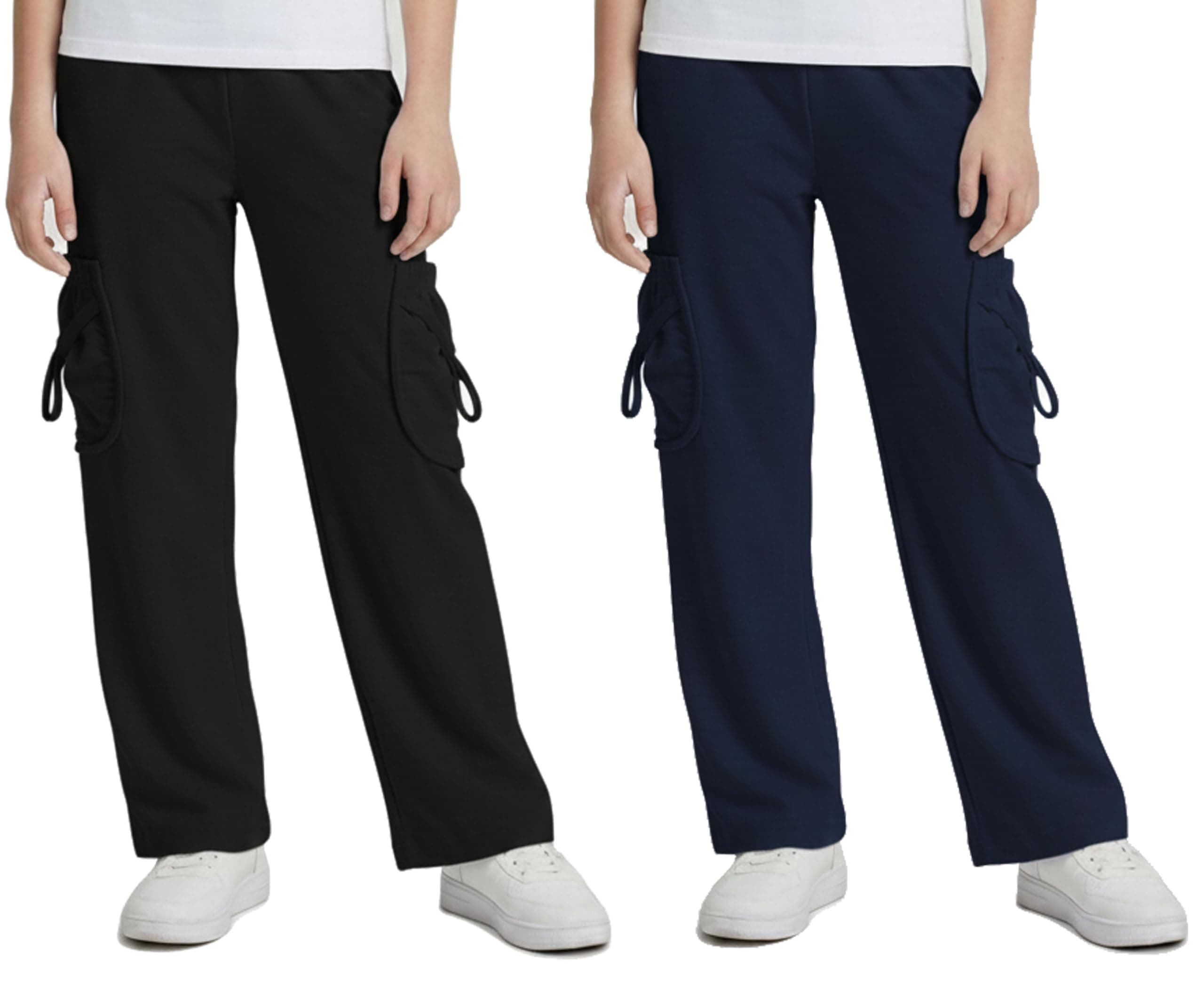 STARLATH Girls Pants and Trousers for Kids, Multicolor Girls Stretchable Trackpants and Lowers Combo (Pack of 2)