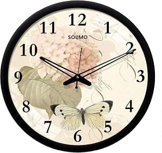 Amazon Brand - Solimo Plastic Silent Movement Designer Wall Clock (Black Frame, 12-inch)