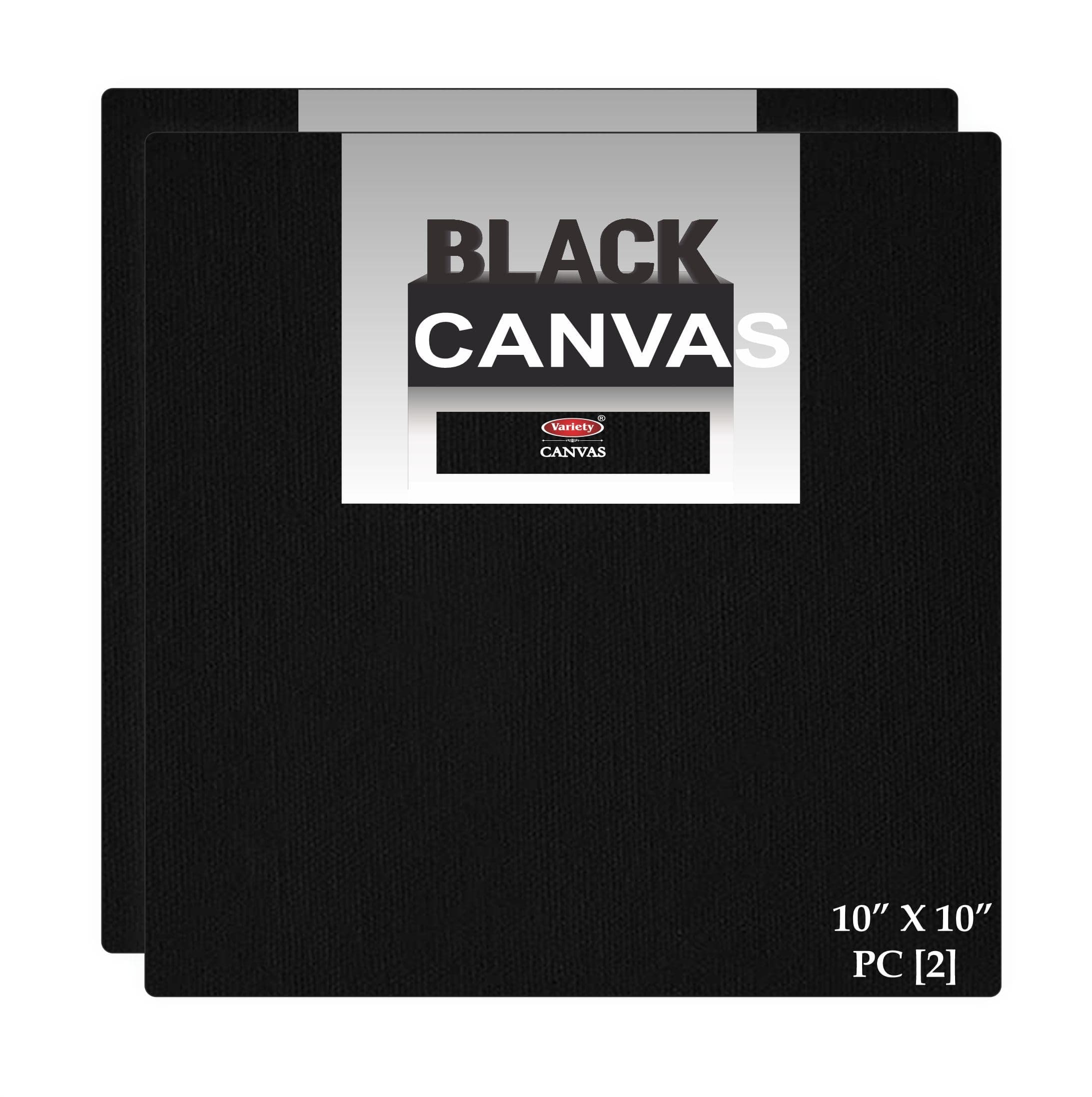 Variety Canvas Fine Grain 100% Cotton Canvas 7oz Primed Board (Black, 10X10 [Set of 2])