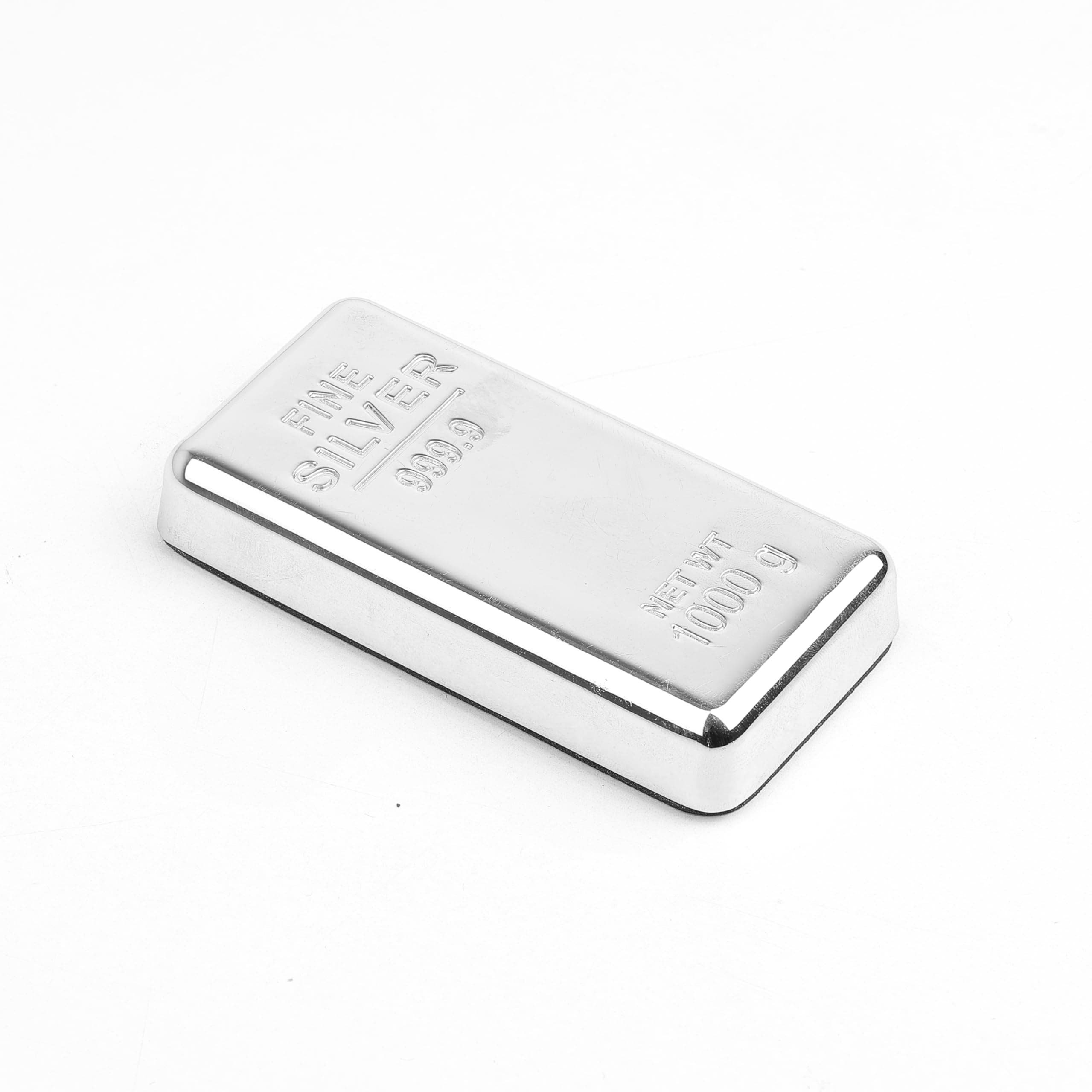 ZAHEPA Realistic Metal Silver Bar Paperweight for Office Table, Fake Silver Biscuit Paper Weight Table Decoration, Prop for Jewellery Shop & Heist Theme, Unique Gift for Home & Office (Pack of 1)