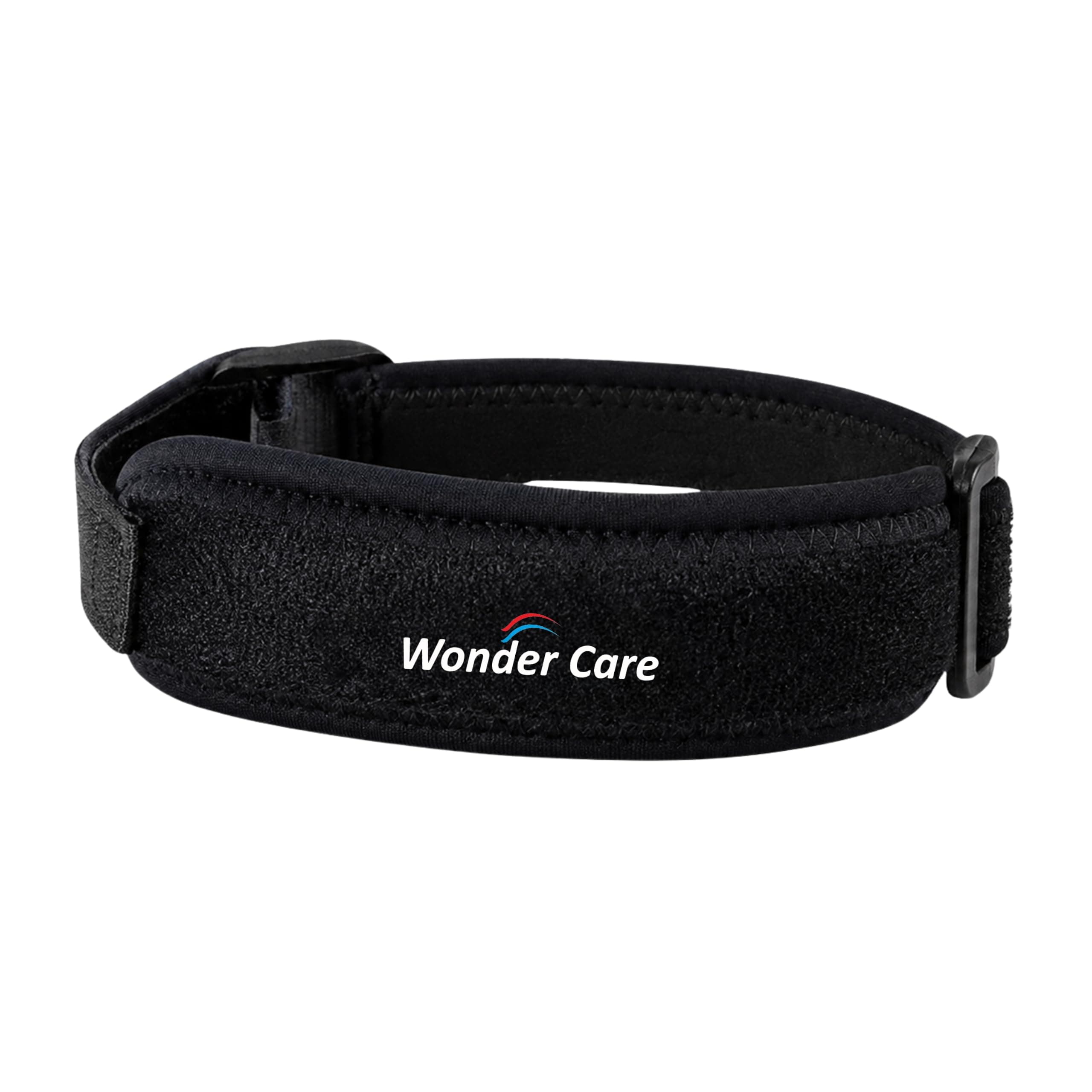 Wonder Care Neoprene Adjustable Patella Knee Support With Silicon Insert For Knee Pain,Patella Tendon Support For Gym Squats,Running,Patellar Tendon Strap Men & Women Free Size (4,Black)