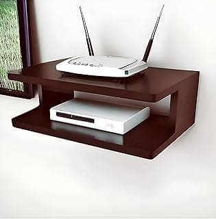 Dime Store Engineered Wood Set Top Box Stand TV Stand WiFi Router Rack Wall Shelf for Living Room Stylish Hanging Rack Organizer Shelf Furniture (Brown)