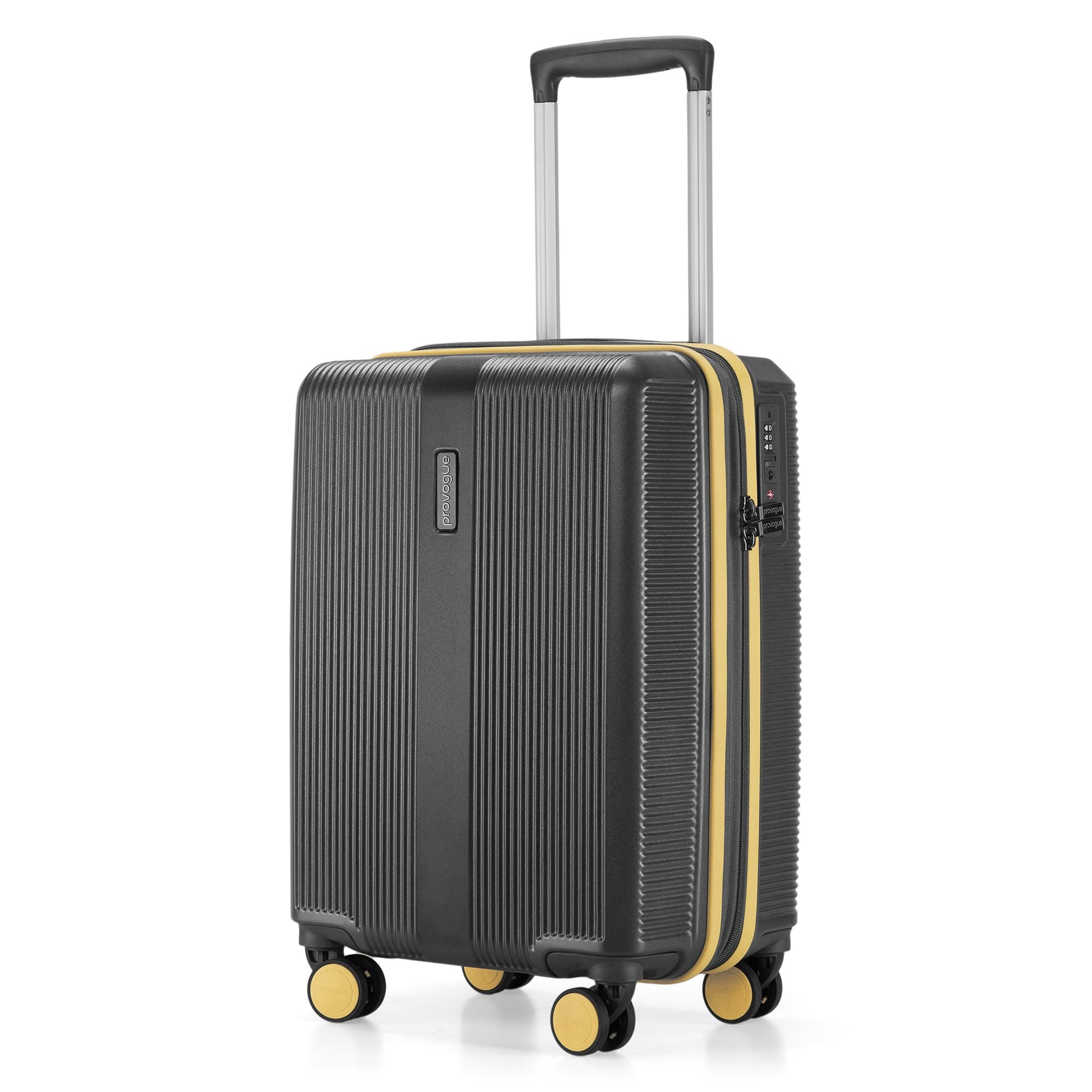 Provogue Primea Small Cabin Trolley Bag, 55 cm, 20 inch Polycarbonate Hard Luggage Suitcase with Anti-Theft Zipper, TSA Lock, Built-in Expander, Built-in Wet Pouch, 8 Wheels, 3 Years Warranty, Grey