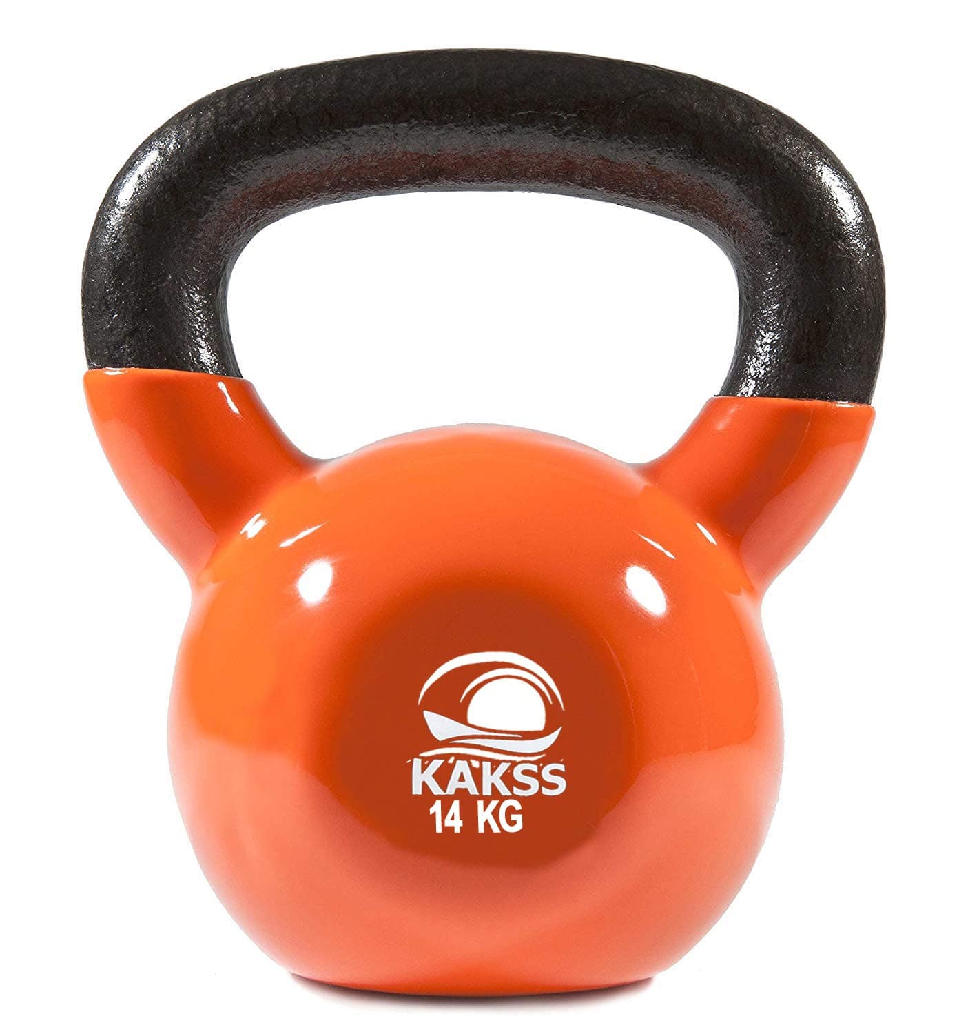 Kakss Vinyl Half Coating Kettle Bell for Gym & Workout (14 KG (Orange)
