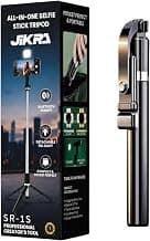 Selfie Stick Tripod 67cm with Bluetooth Remote & Fill Light (4 FT) | 3-in-1 Multifunctional, Foldable Design, Metal Build, Smartphone Compatible, 1 Year Warranty