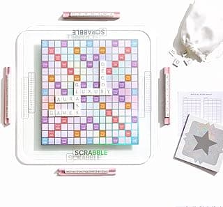 WS Game Company Scrabble Aura Edition with Rotating Tempered Glass Game Board