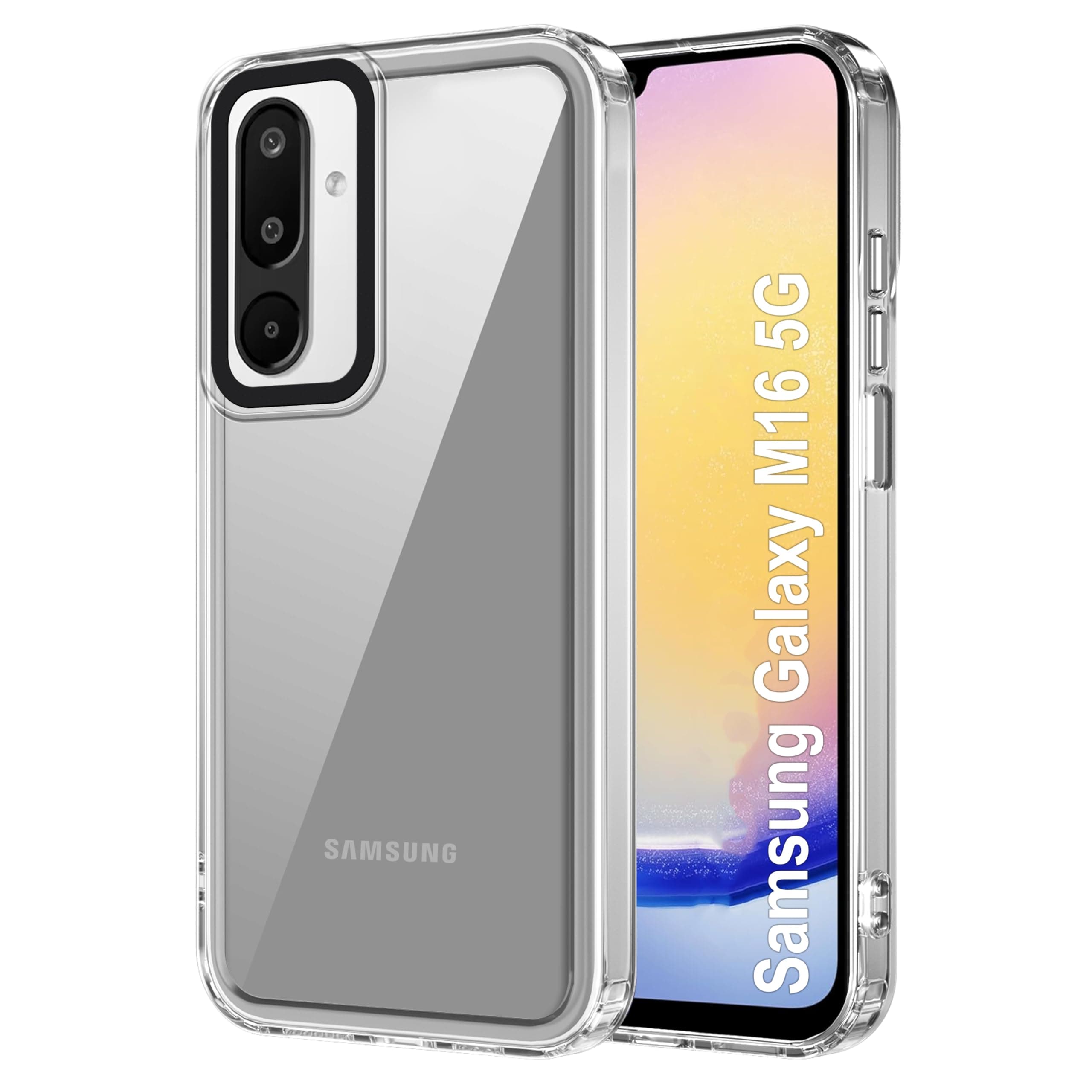 amazon basics Back Case Cover for Samsung Galaxy M16 5G | Compatible for Samsung Galaxy M16 5G Back Case Cover | Case Cover with Camera Protection | (TPU + PC | Transparent)