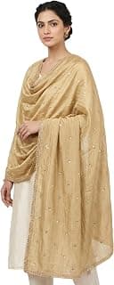 Drape Essence Women's Golden Sequins Butti Dupatta | Soft Chinon Dupatta For Women | Full 2.5 Mtr Length Dupatta | Ideal for women's Ethnic, Casual, Festivewear.
