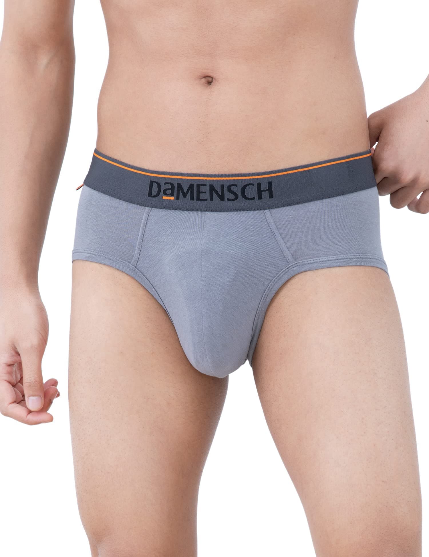 DAMENSCH Men's Regular Fit Solid Cotton Briefs for Men Pack of 3 | Combed Cotton, Stretchy Fabric, Anti-Bacterial and Microfibre Waistband
