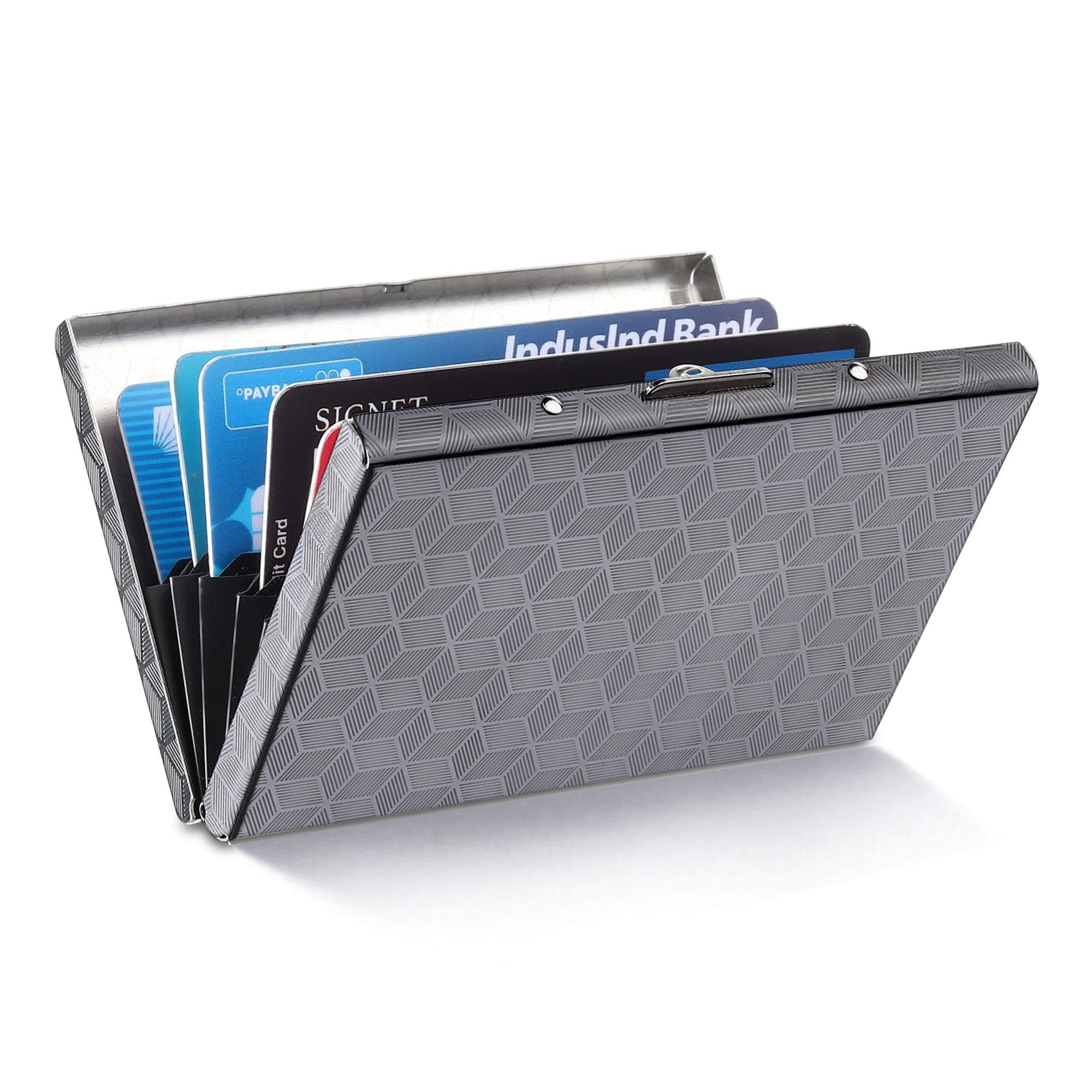 Stealodeal Illusion Black Stainless Steel Front Credit/Debit RFID Blocking 6 Card Holder