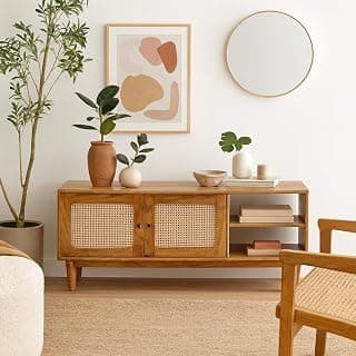 Solid Wood Atlanta TV Entertainment Unit | Cane TV Console | TV Console for Living Room |TV Stand