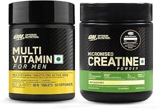 Optimum Nutrition (ON) Multivitamin for MEN 60 Tablets, 26 Vitamins & Minerals and Creatine Micronized 100 g, Unflavored, 1 count, 33 servings