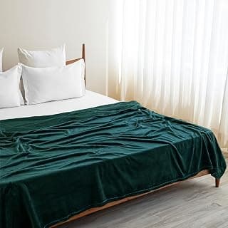 HOMEMONDE Premium Plush Solid Summer Double Bed Dohar/AC Blanket | 220 GSM Reversible Lightweight Cozy Soft for Bed, Sofa, Couch, Travel & Camping | 229x229 cm – Emerald Green