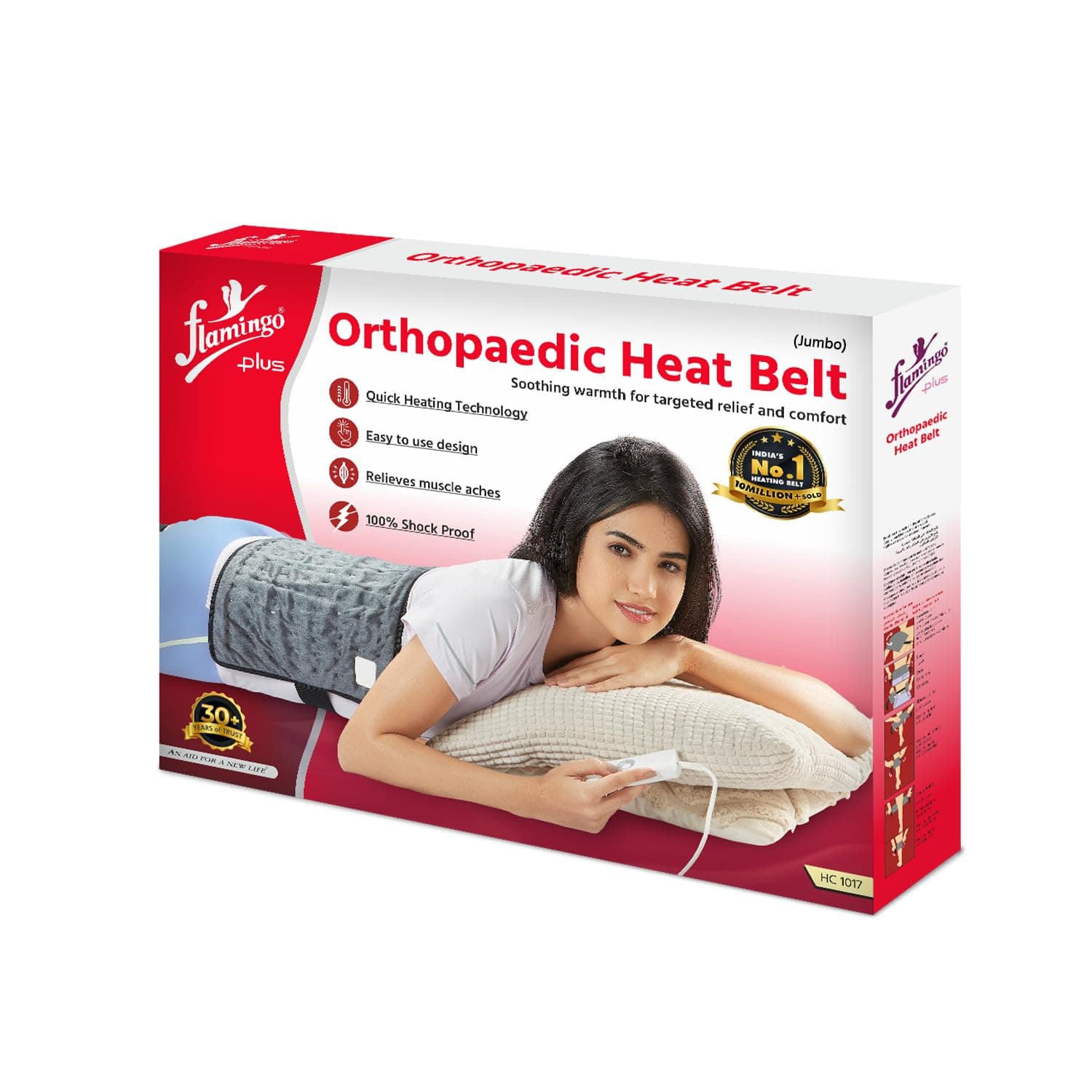 Flamingo Plus Orthopaedic Electric Heating Pad - JUMBO SIZE for Back Pain Relief | Heat Therapy Pad for Muscle Pain, Neck, Shoulder & Period Cramps | Temperature Controller | 41cm X 31.5cm | 2 Year Warranty