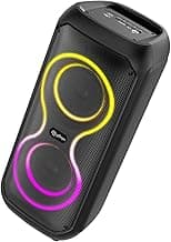 pTron Fusion ONE 48W Bluetooth Party Speaker w/Pristine Stereo Sound, Dual 4 inch Neo Drivers, Rhythmic RGB Lights, 6Hrs Playtime, BT5.3/Aux/TF Card/USB Playback Modes, Type-C Charging (Jet Black)