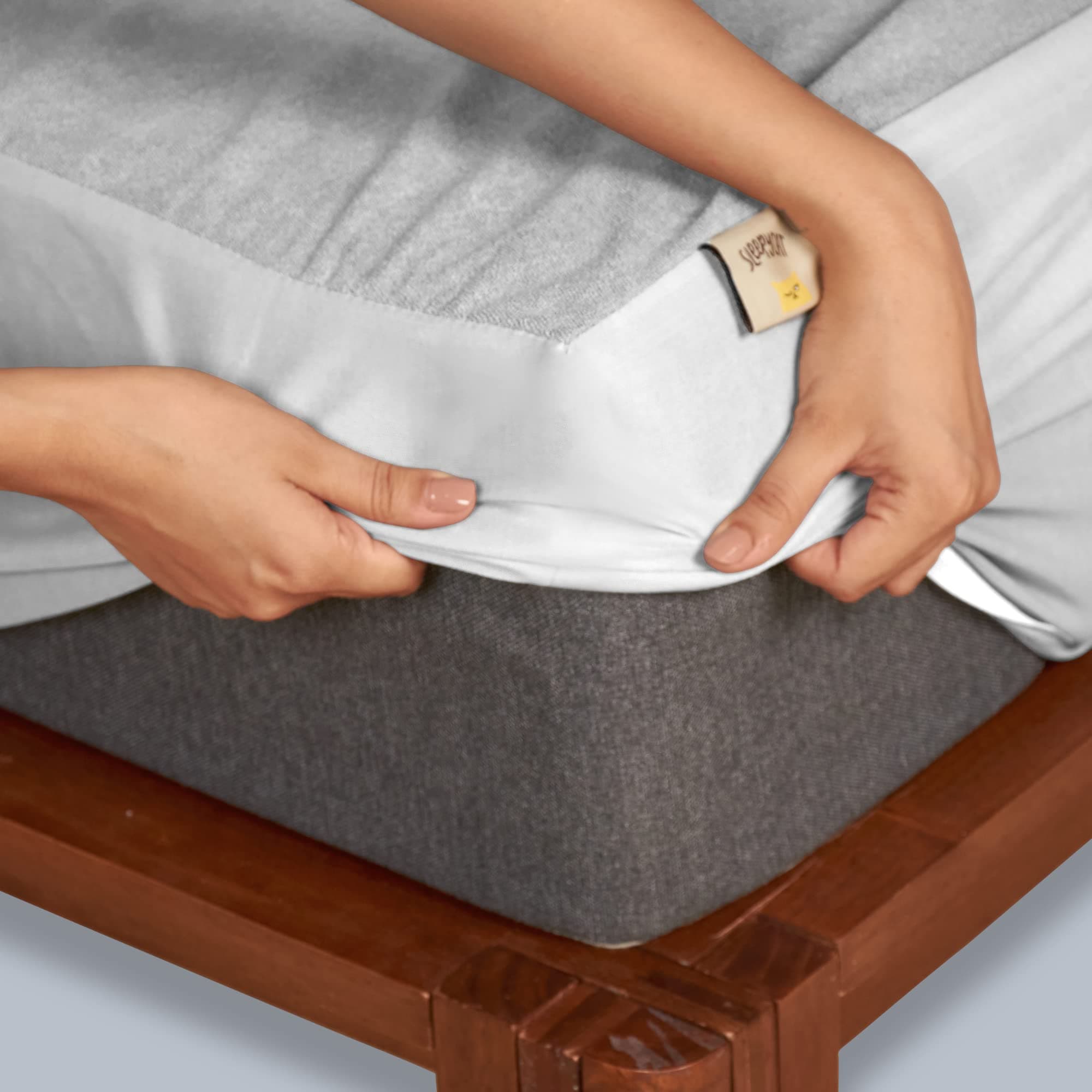 SleepyCat Waterproof Ultra Soft Mattress Protector | Cotton Feel Fitted Cover for Queen Bed | Breathable, Hypoallergenic & Durable Protection | 78x60 Inches | Grey