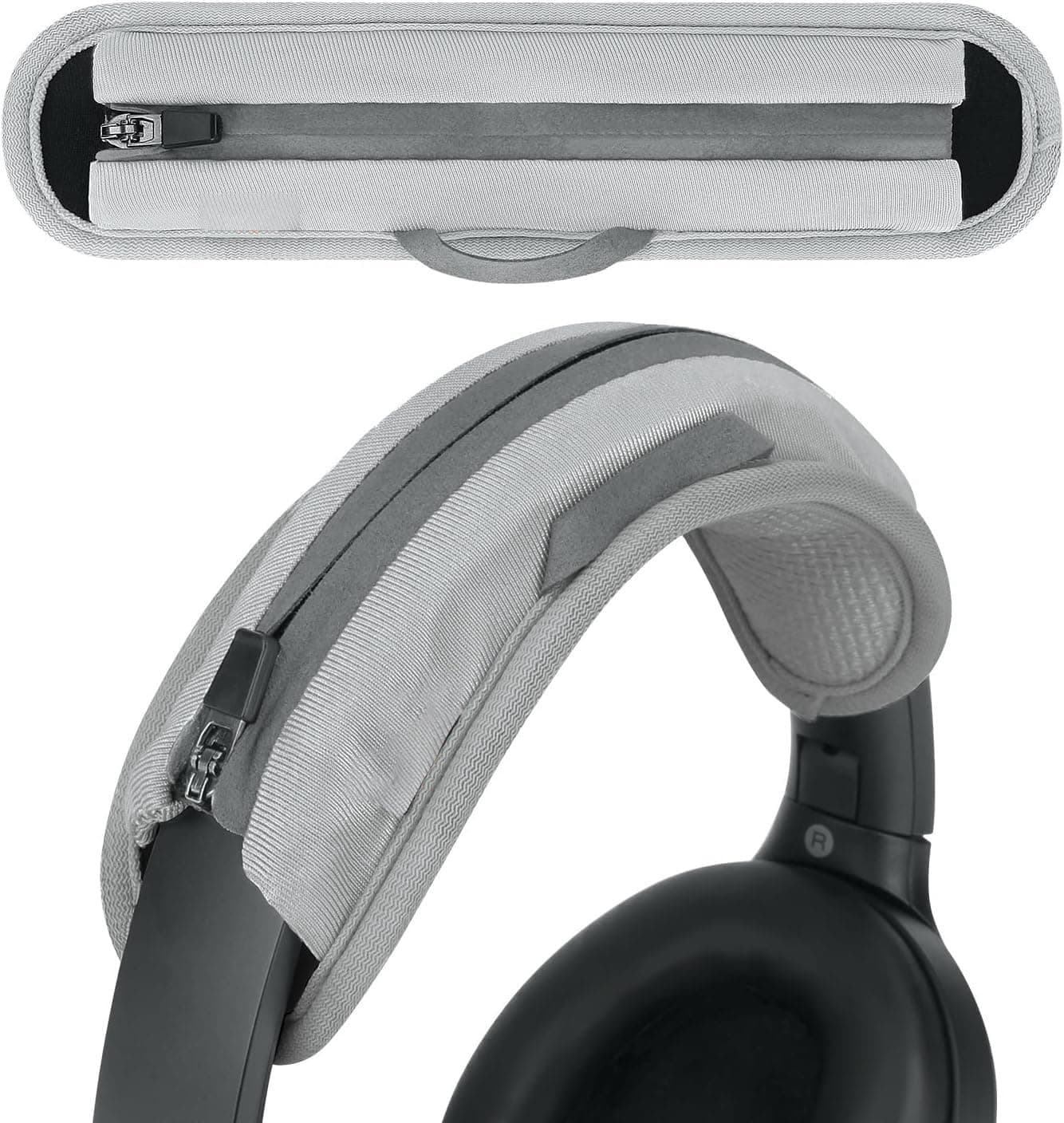 Meyaar Universal Replacement Headphone Headband Case, Headband Cushion Pad Cover Compatible with Boat, Boult, Sony, Bose, Beats, JBL Headphones, Leather Fabric Head Band Cover (Grey)