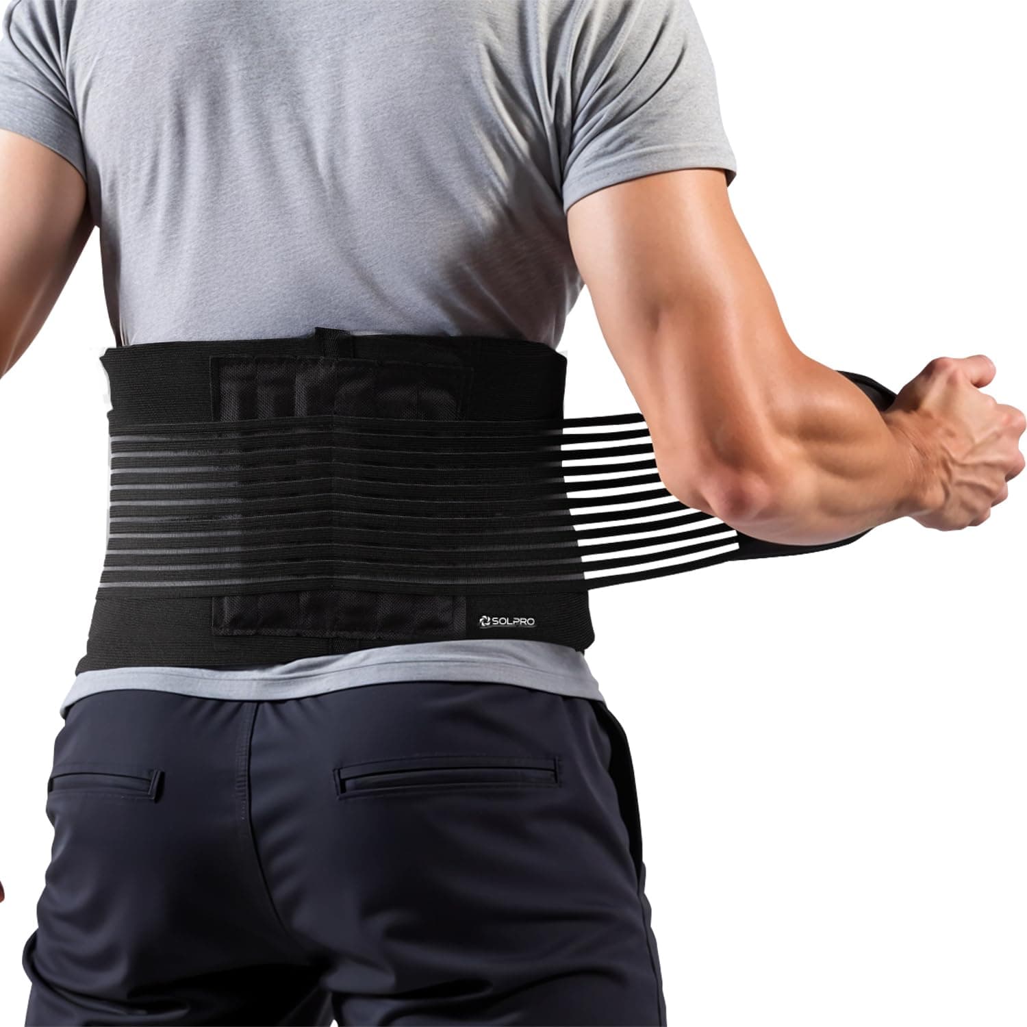 Solpro TorsoFit Waist Support for Men & Women | Joint Stabiliser for All Sports, Gym & Rehab Workouts | Joint Pain Relief for Active Lifestyle Injury Recovery & Arthritis (Black)
