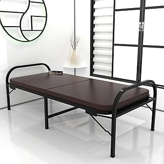 Honey Touch Atlas Folding Bed Single with Double Layer Mattress | No Assembly Required | Foldable Bed for Sleeping/Guests/Rented Apartments/Bedroom (3ft x 6ft, Black)