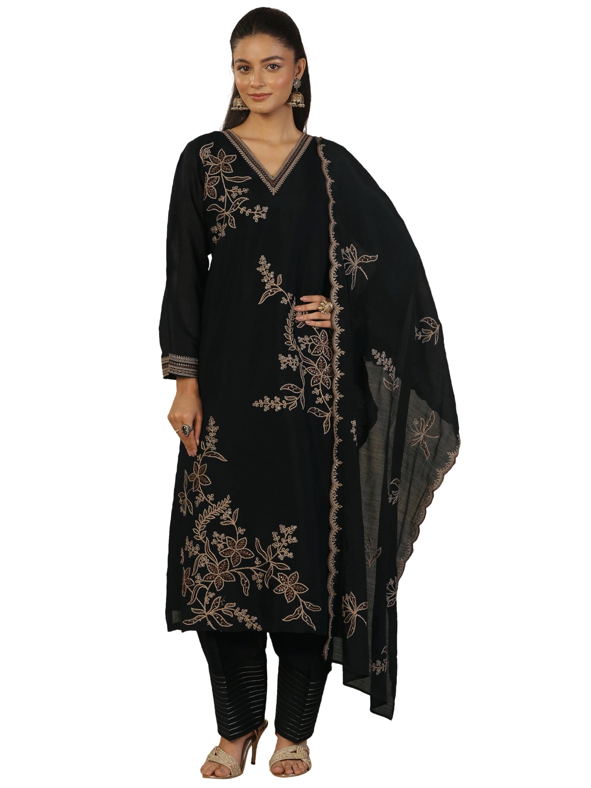 Libas Embroidered Chanderi cotton Straight Kurta Set for Women | ethnic wear | bridal suit | wedding dress | occasion wear