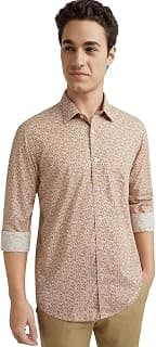 Colorplus Men's Print Pattern Regular Fit Pure Cotton Full Sleeve Plain Collar Casual Shirt