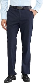 Park Avenue Men's Regular Fit Mid Rise Structure Pattern Poly Viscose Blend Flat Front Formal Trouser
