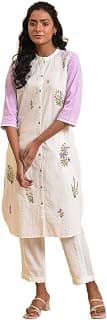 W for Woman Women's Cotton Regular Fit Embroidered Summer Kurta