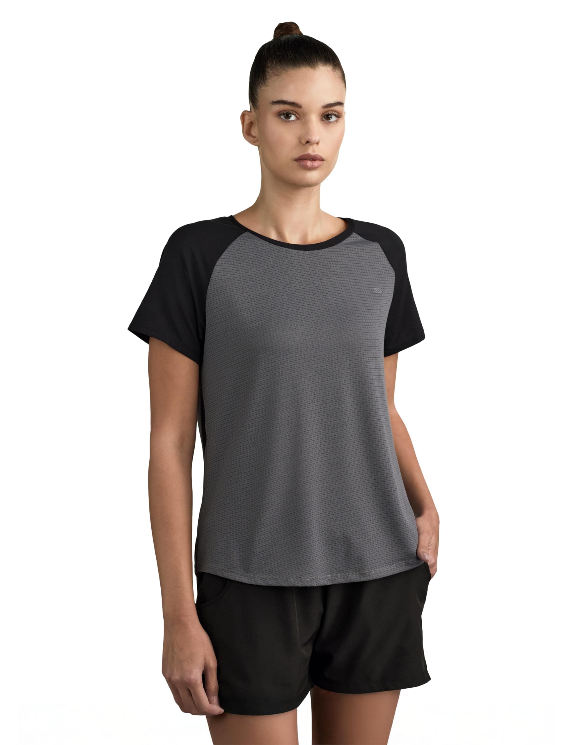 Symbol Premium Women's Polyester Blend Solid Regular Fit Sports Stretch T-Shirt | Round Neck | Raglan Sleeve | Moisture-Wicking | Activewear | Running | Gym | Plain (Available in Plus Sizes)