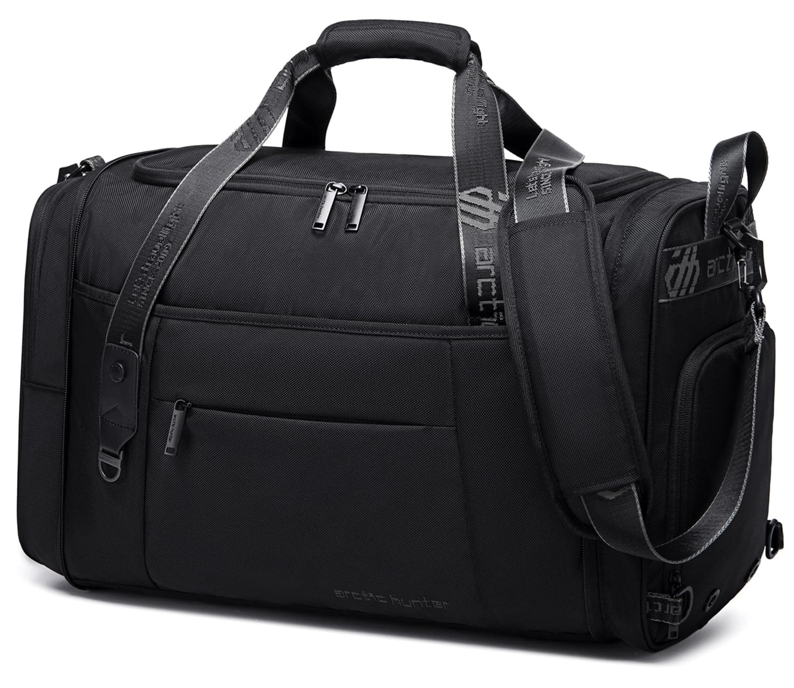 Arctic Hunter Travel Duffle Bag for Men 40L Foldable Hand Bag with Shoes Compartment 1680D Polyester Water/Wear Resistant Cabin Duffel Bag with Multiple Pockets for Weekend Travel Office, Black