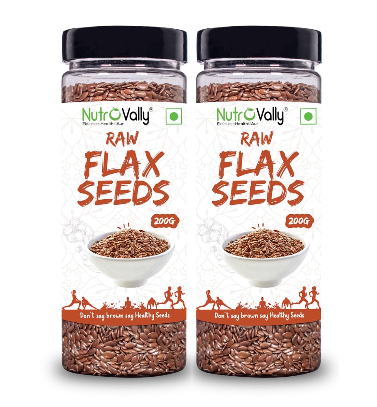NutroVally Flax Seeds Combo for Weight Reduce 400gm| Loaded with Anti-Oxidants, Omega 3 | Enhance Skin & Overall Health Seeds For Eating 200 Each pack of 2