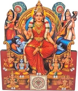 Vils Goddess Sri Lalitha Tripura Sundari/Raja Rajeswari Divine Holy Blessing Wood and Plastic Statue/Photo Frame with Back Stand (Size 4.5 inch X 6 inch)- Multicolor