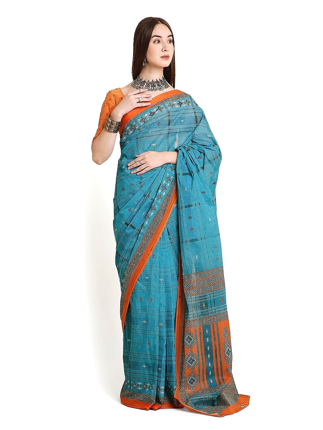 RATAN Pure Cotton Printed Mulmul Saree for Women with Blouse Piece