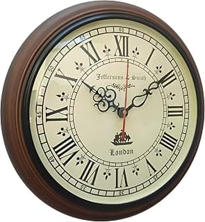 Wooden Analog Wall Clock Antique Unique Style Art Decorative Clock For Home & Office 12 Inch - (Brown)
