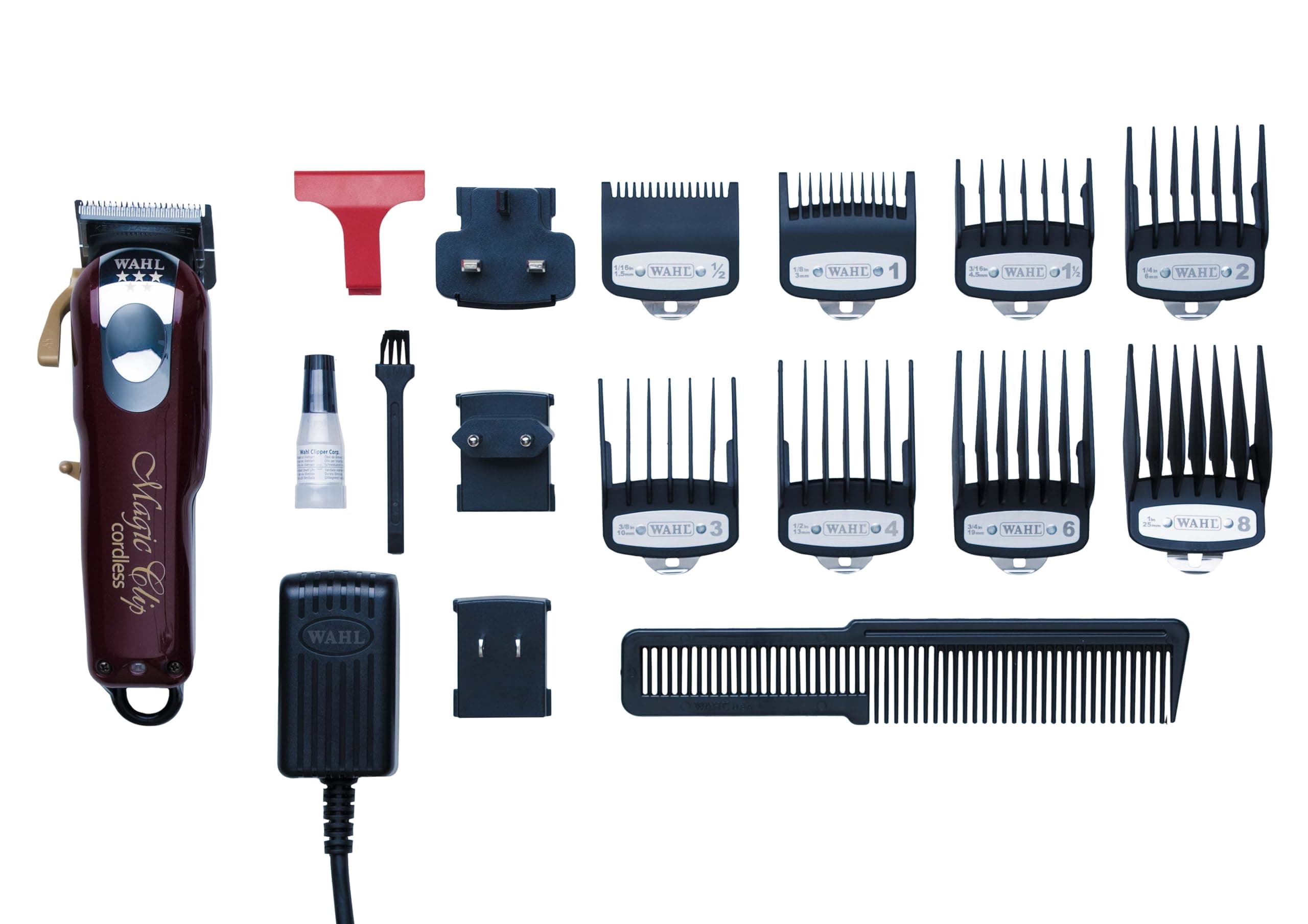 Wahl Cord/Cordless Professional Magic Clipper for Men, 0.5-1.2 mm cutting lengths; 90 minute run time, Best for Fading, Maroon, 3026522