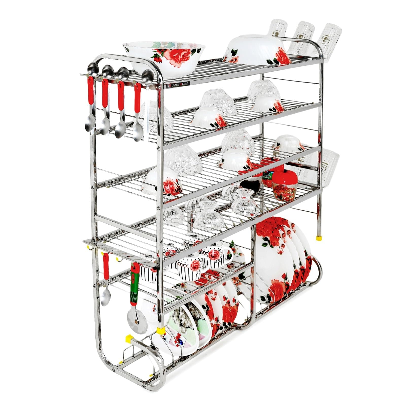 OSE 6-Shelf Rack | Multi-Functional Plate and Spoon Storage Solution for Effortless Access and Stylish Display | Optimize Your Kitchen Organization (36 X 36 INCH)