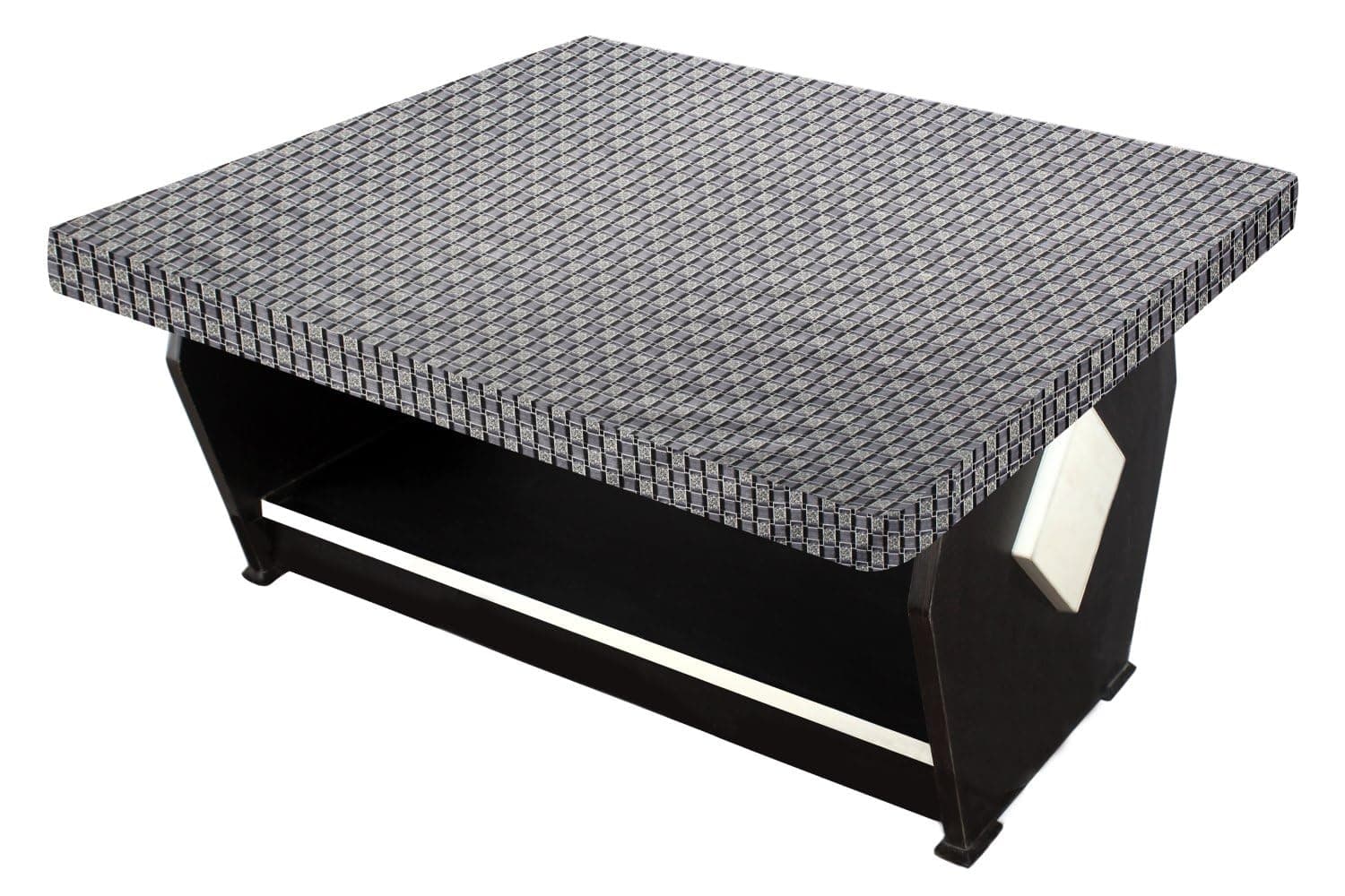 Stylista Elastic Polyester Square Center Table Cover (WxL 36x36) in Inches - Basketweave Pattern Grey