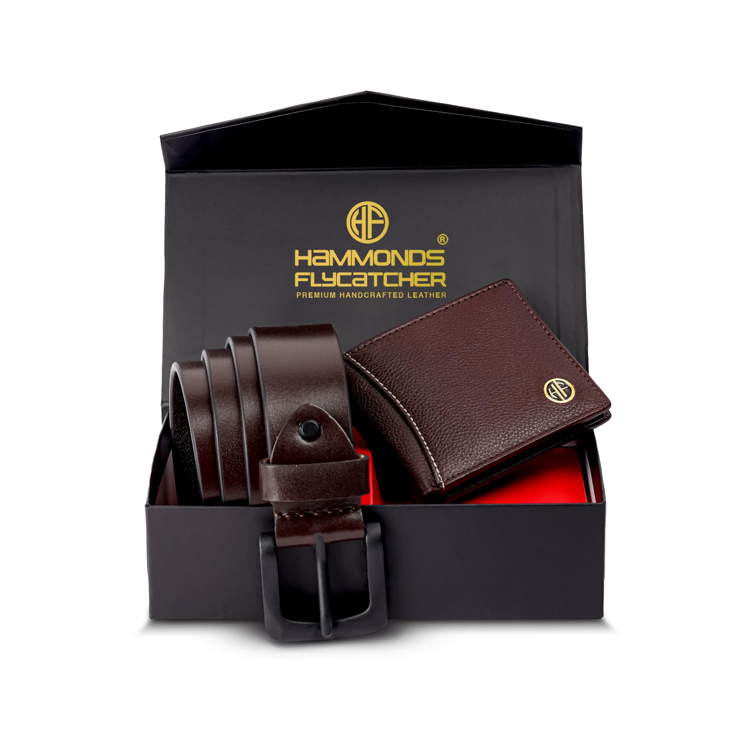 HAMMONDS FLYCATCHER Gift for Men Combo - Genuine Leather Wallet and Belt Combo Box - Leather Belt- Birthday Special & Unique Gift Ideas for Husband, Boyfriend, Teachers, Father - Redwood Brown