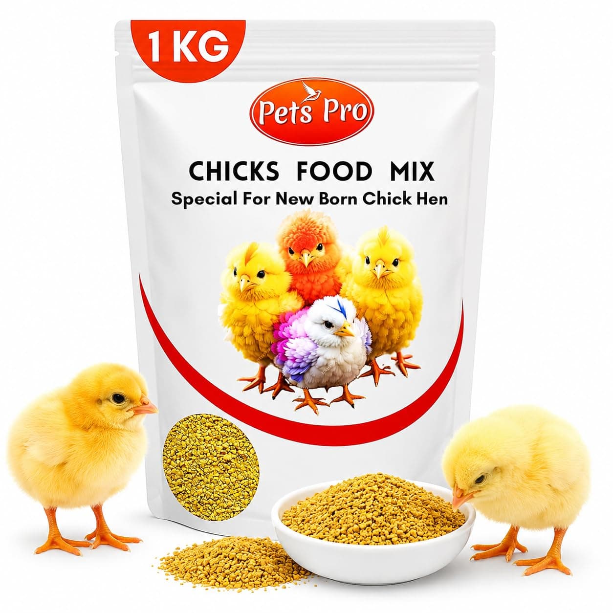 Pets Pro Premium Feed for Chicks 1KG | Started Feed, Poultry Feed | Chicken Feed Pallet Hen Food Feed for Chick and Hens | Specially formulated to Meet The Nutritional of Growing