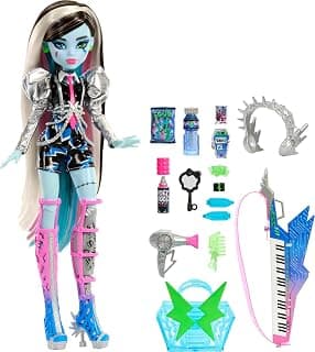 Monster High Doll, Amped Up Frankie Stein™ Rockstar with Instrument and Performance-Themed Accessories Like Headphones