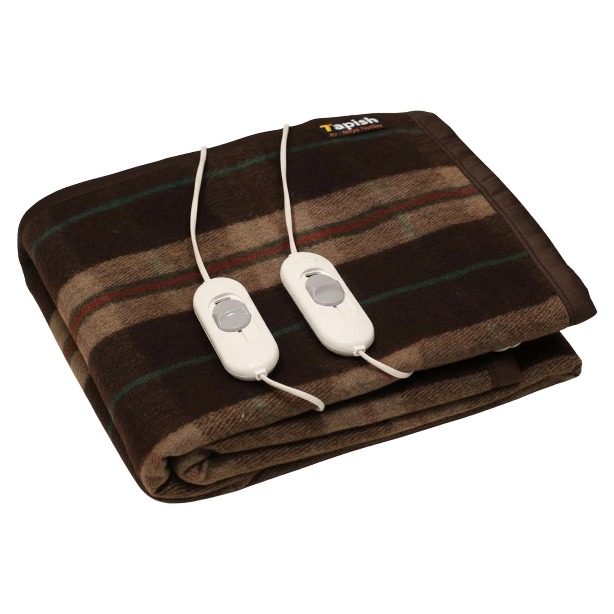 Tapish Woollen Electric Blanket - Double Bed Warmer - ISO Certified - Shock Proof (5 Year Warranty on Controller, Merino Wool, Multicolour, 60x60 inches, Reversible)