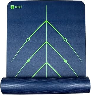 TEGO Stance Yoga Mat with GuideAlign for Posture Alignment (Blue Green Without Bag) | Reversible Design with Dual Texture Grip | 5mm Thick | Antimicrobial, Non-Slip, Sweat-Resistant | 6ft x 2ft | Yoga & Fitness Mat | Shoe-friendly Workout Mat